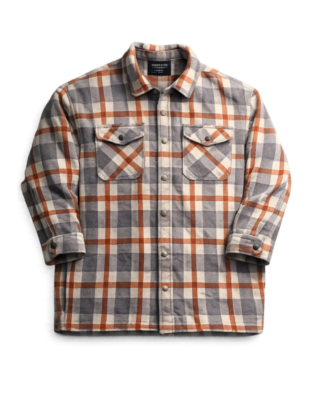 Men's HFX Plaid Shirt Jacket XL Grey Orange